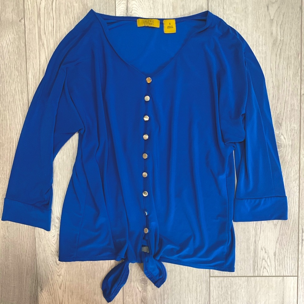 Valerie Stevens blue 3/4 sleeve blouse